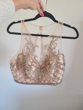 Juliet Embellished Sheer Crop Top
